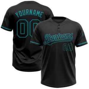 Black Black Teal Two Button Unisex Softball…