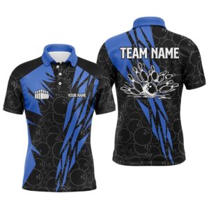 Black Bowling Camo Mens Polo Bowling Shirt…