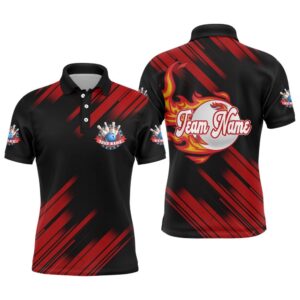 Black Bowling Polo Shirt For Men Custom…