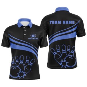 Black Bowling Polo Shirts For Men, Custom…