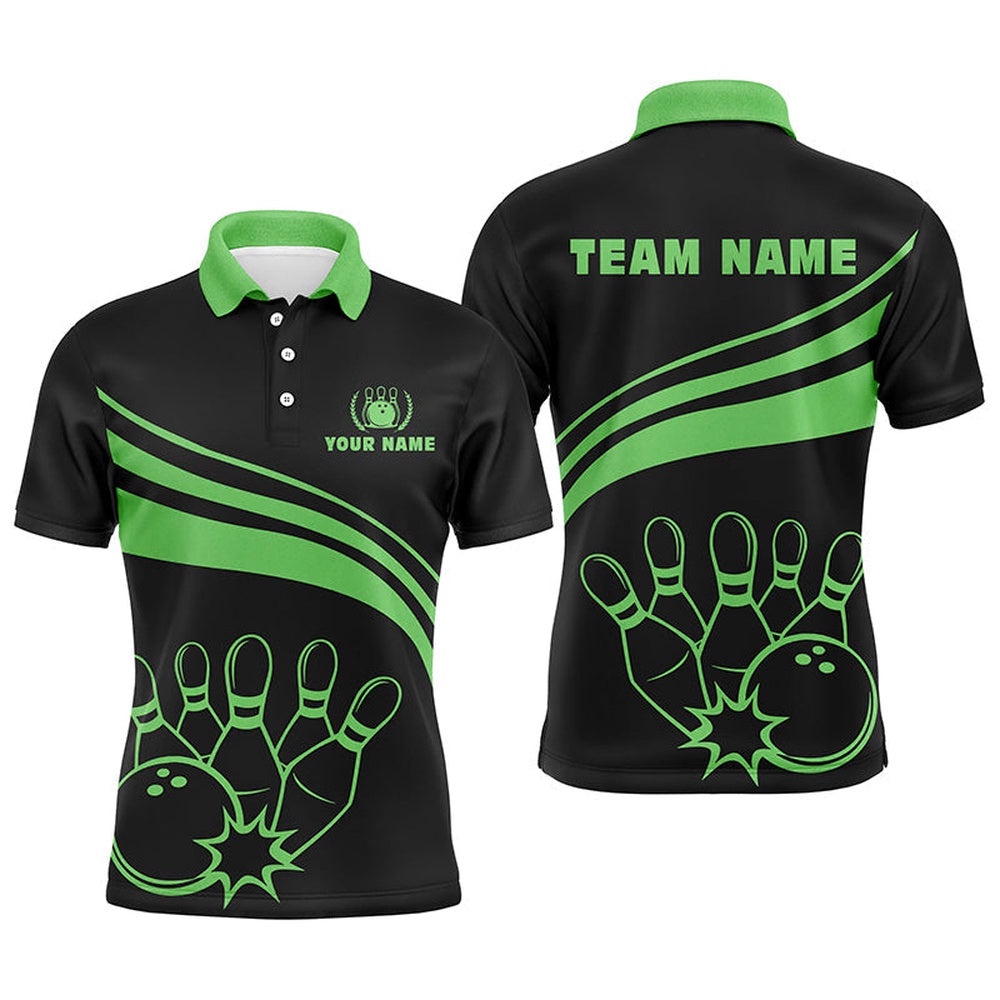 Black Bowling Polo Shirts For Men, Custom Men’s Bowling Shirt Team Bowling Polo Shirt Green, Personalized Bowling Team Shirt Black Bowling Polo Shirts For Men, Custom Men’s Bowling Shirt Team Bowling Polo Shirt Green, Personalized Bowling Team Shirt