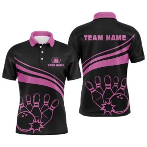 Black Bowling Polo Shirts For Men, Custom…