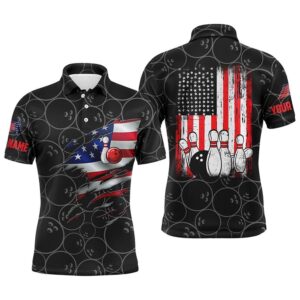 Black Bowling Polo Shirts For Men Custom…