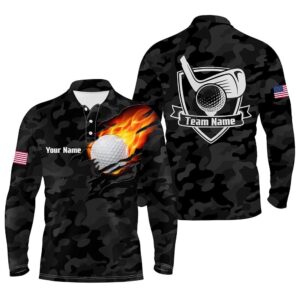 Black Camo Fire Golf Ball Flame Men s Golf Polo Shirts Custom American Flag Golf Shirts For Men Golf Polo Shirt Golf Shirts 2 dni94n.jpg