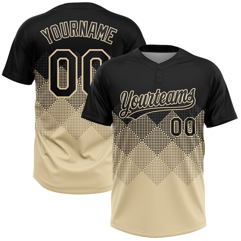 Black Cream 3D Pattern Gradient Square Shapes Two Button Unisex Softball Jersey, Custom Team Softball Jersey Black Cream 3D Pattern Gradient Square Shapes Two Button Unisex Softball Jersey, Custom Team Softball Jersey