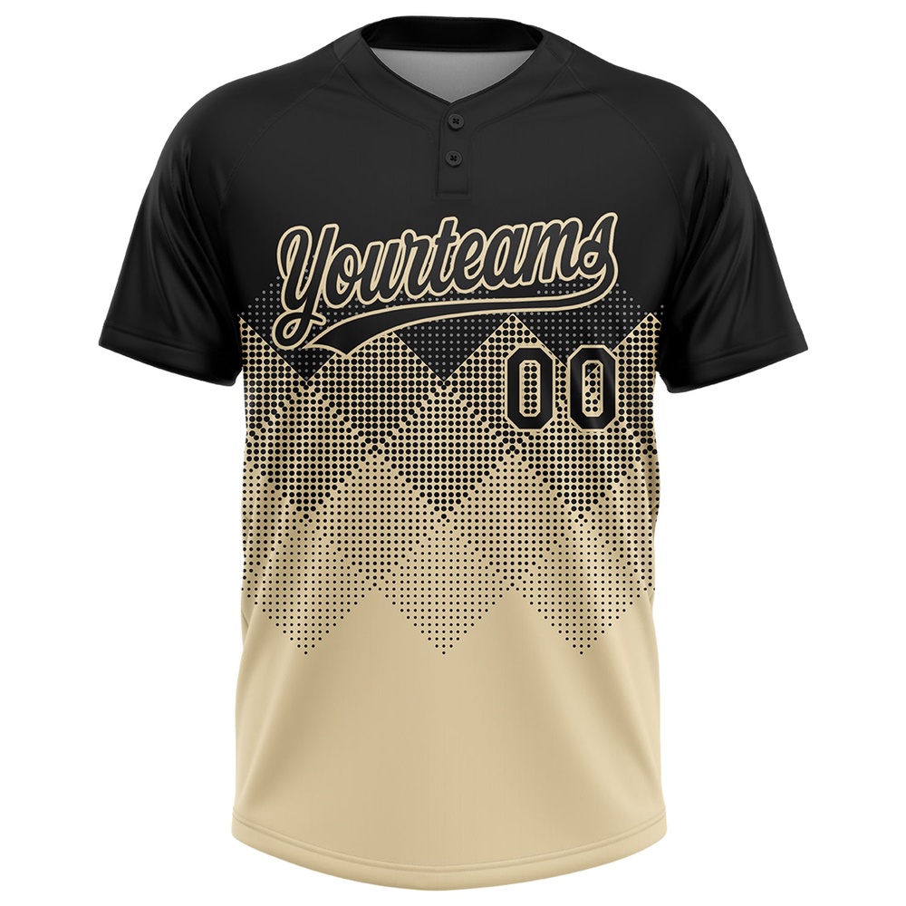 Black Cream 3D Pattern Gradient Square Shapes Two Button Unisex Softball Jersey, Custom Team Softball Jersey Black Cream 3D Pattern Gradient Square Shapes Two Button Unisex Softball Jersey, Custom Team Softball Jersey
