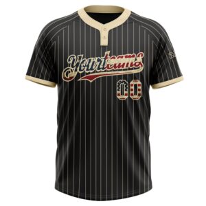 Black Cream Pinstripe Vintage USA Flag Two Button Unisex Softball Jersey Custom Team Softball Jersey 2 nnuih9.jpg