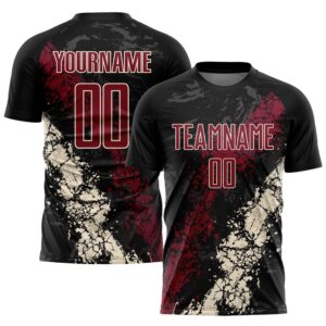 Black Crimson Cream Sublimation Soccer Uniform Jersey,…
