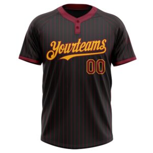 Black Crimson Pinstripe Gold Two Button Unisex Softball Jersey Custom Team Softball Jersey 2 scumbz.jpg