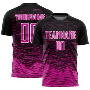 Black Deep Pink White Line Sublimation Soccer…
