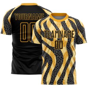 Black Gold Animal Print Sublimation Soccer Uniform…