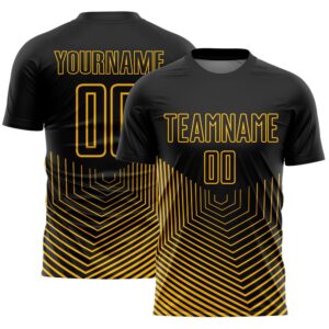 Black Gold Geometric Lines Sublimation Soccer Uniform…
