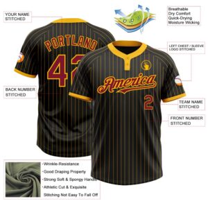 Black Gold Pinstripe Crimson Two Button Unisex Softball Jersey Custom Team Softball Jersey 3 dket9s.jpg