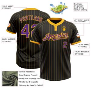 Black Gold Pinstripe Purple Two Button Unisex Softball Jersey Custom Team Softball Jersey 3 a6xlkz.jpg