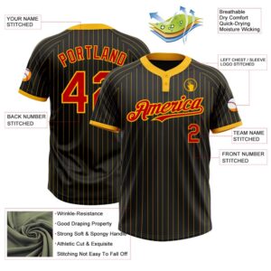 Black Gold Pinstripe Red Two Button Unisex Softball Jersey Custom Team Softball Jersey 3 xqg2ff.jpg