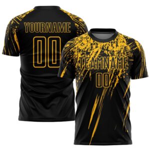 Black Gold Sublimation Soccer Uniform Jersey, Custom…