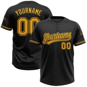 Black Gold Two Button Unisex Softball Jersey,…