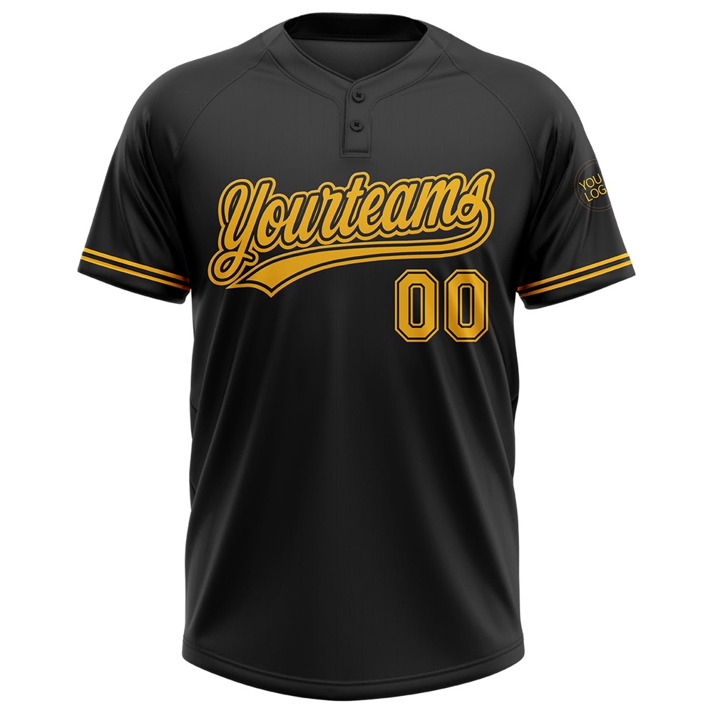 Black Gold Two Button Unisex Softball Jersey, Custom Team Softball Jersey Black Gold Two Button Unisex Softball Jersey, Custom Team Softball Jersey