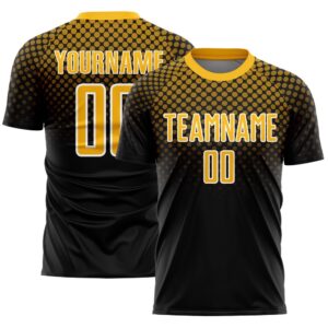 Black Gold White Halftone Dots Sublimation Soccer…