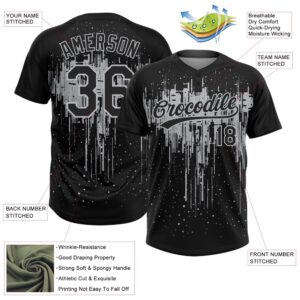 Black Gray 3D Pattern Dripping Splatter Art Two Button Unisex Softball Jersey Custom Team Softball Jersey 3 yngirk.jpg