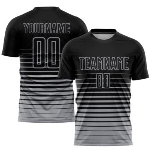 Black Gray Pinstripe Fade Fashion Sublimation Soccer…