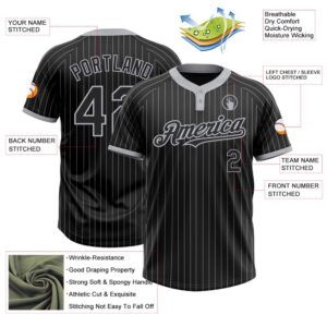 Black Gray Pinstripe Gray Two Button Unisex Softball Jersey Custom Team Softball Jersey 3 to4fxh.jpg