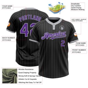 Black Gray Pinstripe Purple Two Button Unisex Softball Jersey Custom Team Softball Jersey 3 ac2slf.jpg