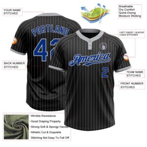 Black Gray Pinstripe Royal Two Button Unisex Softball Jersey Custom Team Softball Jersey 3 ggfowe.jpg