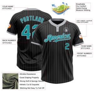 Black Gray Pinstripe Teal Two Button Unisex Softball Jersey Custom Team Softball Jersey 3 p201cc.jpg