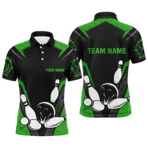 Black&Green Bowling Polo Shirt For Men Custom…