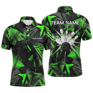 Black Green Camo Bowling Polo Shirt For…