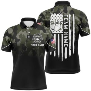Black Green Camo Mens Polo Bowling Shirts…