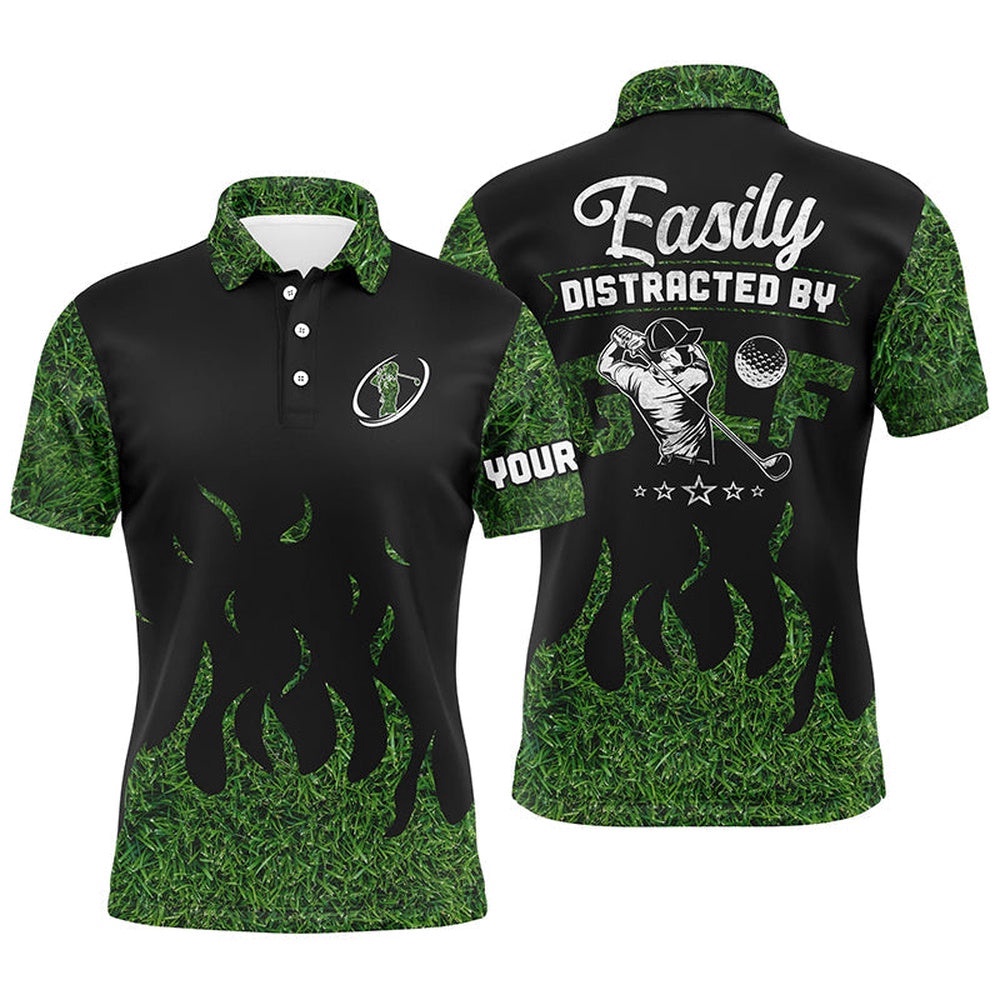 Black Green Grass Men’s Golf Polos Shirts Custom Easily Distracted By Golf, Funny Golf Shirts For Men, Golf Polo Shirt, Golf Shirts Black Green Grass Men’s Golf Polos Shirts Custom Easily Distracted By Golf, Funny Golf Shirts For Men, Golf Polo Shirt, Golf Shirts