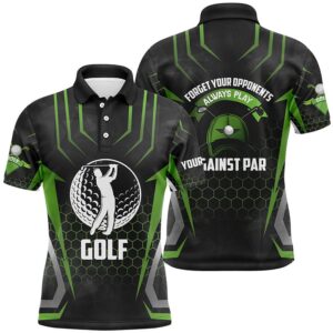 Black Green Men’s Golf Polo Shirt Custom…