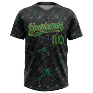 Black Kelly Green Old Gold 3D Pattern Abstract Network Two Button Unisex Softball Jersey Custom Team Softball Jersey 2 v08uxt.jpg