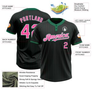 Black Kelly Green Pinstripe Pink White Two Button Unisex Softball Jersey Custom Team Softball Jersey 3 semm8f.jpg