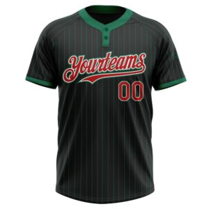 Black Kelly Green Pinstripe Red White Two Button Unisex Softball Jersey Custom Team Softball Jersey 2 mvisni.jpg