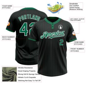 Black Kelly Green Pinstripe White Two Button Unisex Softball Jersey Custom Team Softball Jersey 3 qh8yio.jpg