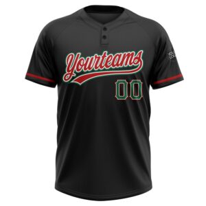 Black Kelly Green Red Two Button Unisex Softball Jersey Custom Team Softball Jersey 2 tqtobg.jpg