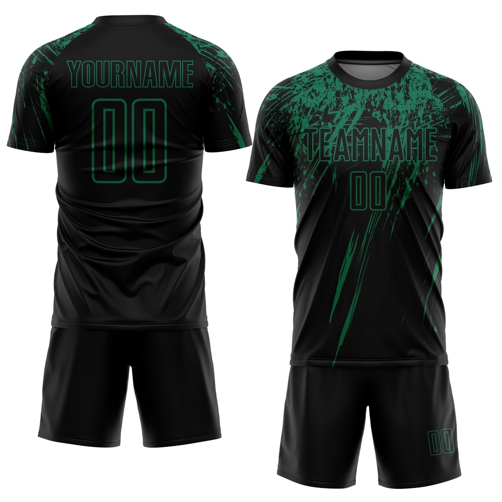 Black Kelly Green Sublimation Soccer Uniform Jersey, Custom Team Soccer Jersey Shirt