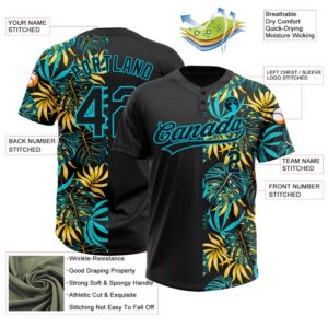 Black Lakes Blue 3D Pattern Hawaii Tropical Palm Leaves Two Button Unisex Softball Jersey Custom Team Softball Jersey 3 ggblbq.jpg
