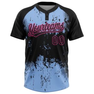 Black Light Blue Pink 3D Pattern Abstract Splatter Grunge Art Two Button Unisex Softball Jersey Custom Team Softball Jersey 2 udtdkq.jpg