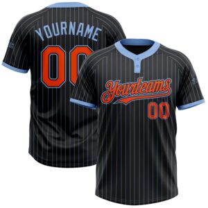 Black Light Blue Pinstripe Orange Two Button…