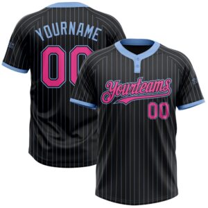 Black Light Blue Pinstripe Pink Two Button…