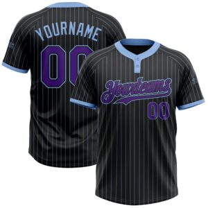 Black Light Blue Pinstripe Purple Two Button…