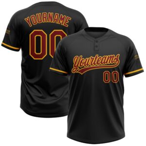 Black Maroon Gold Two Button Unisex Softball…