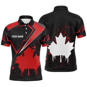 Black Men’s Golf Polo Shirts Canada Flag…