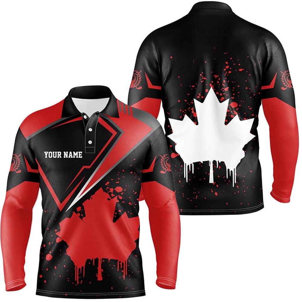 Black Men’s Golf Polo Shirts Canada Flag Maple Leaf Custom Team Golf Shirts, Canadian Patriot Golf Tops, Golf Polo Shirt, Golf Shirts Black Men’s Golf Polo Shirts Canada Flag Maple Leaf Custom Team Golf Shirts, Canadian Patriot Golf Tops, Golf Polo Shirt, Golf Shirts
