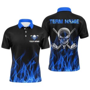 Black Men’s Golf Polo Shirts Custom Blue…