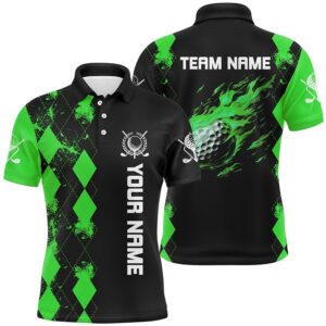 Black Men’s Golf Polo Shirts Custom Green…